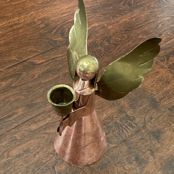 Vintage Golden Brass and Copper Angel Candle Holder O/S - Picture 8 of 14